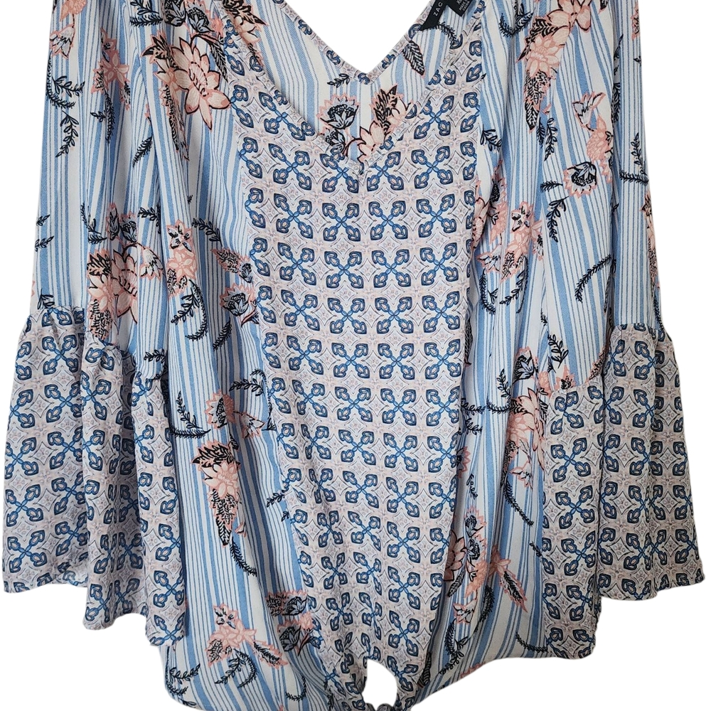 Zac & Rachel Blue Floral Blouse